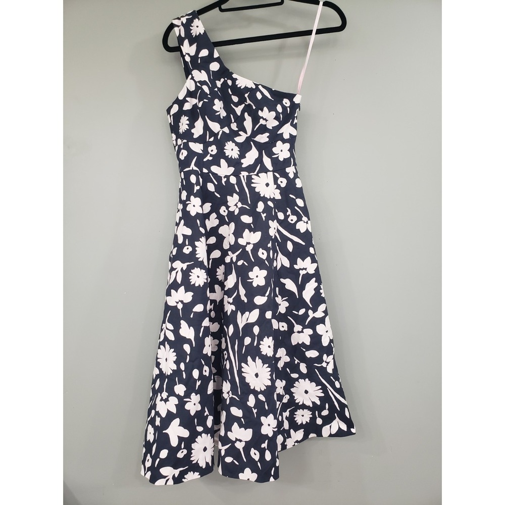 SIZE 0 NEVER WORN Kate Spade Sabrina One Shoulder Dress Blue & White Floral Midi